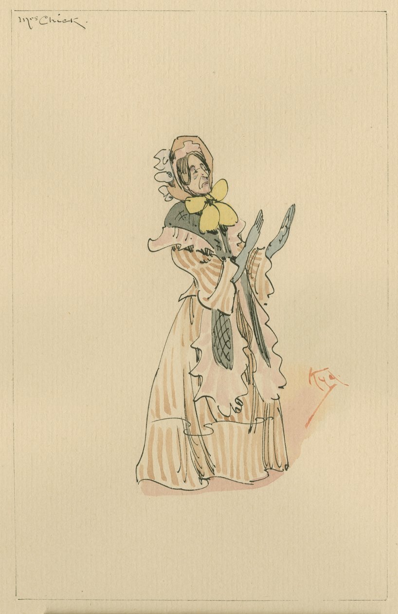 Mrs Chick, ca 1920-talet (penna och bläck med wc på papper) av Joseph Clayton Clarke