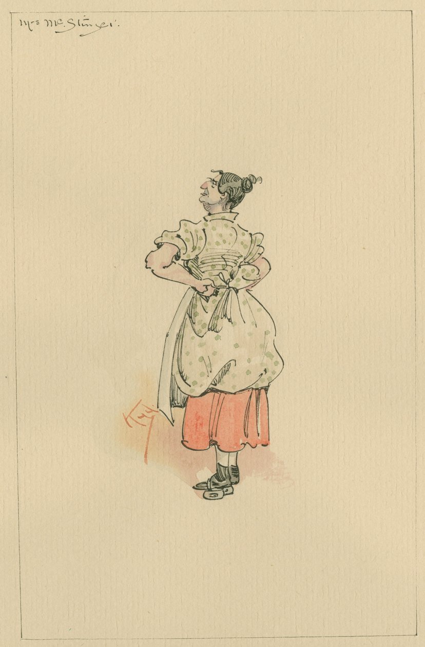 Mrs MacStinger, ca 1920-talet (penna och bläck med wc på papper) av Joseph Clayton Clarke