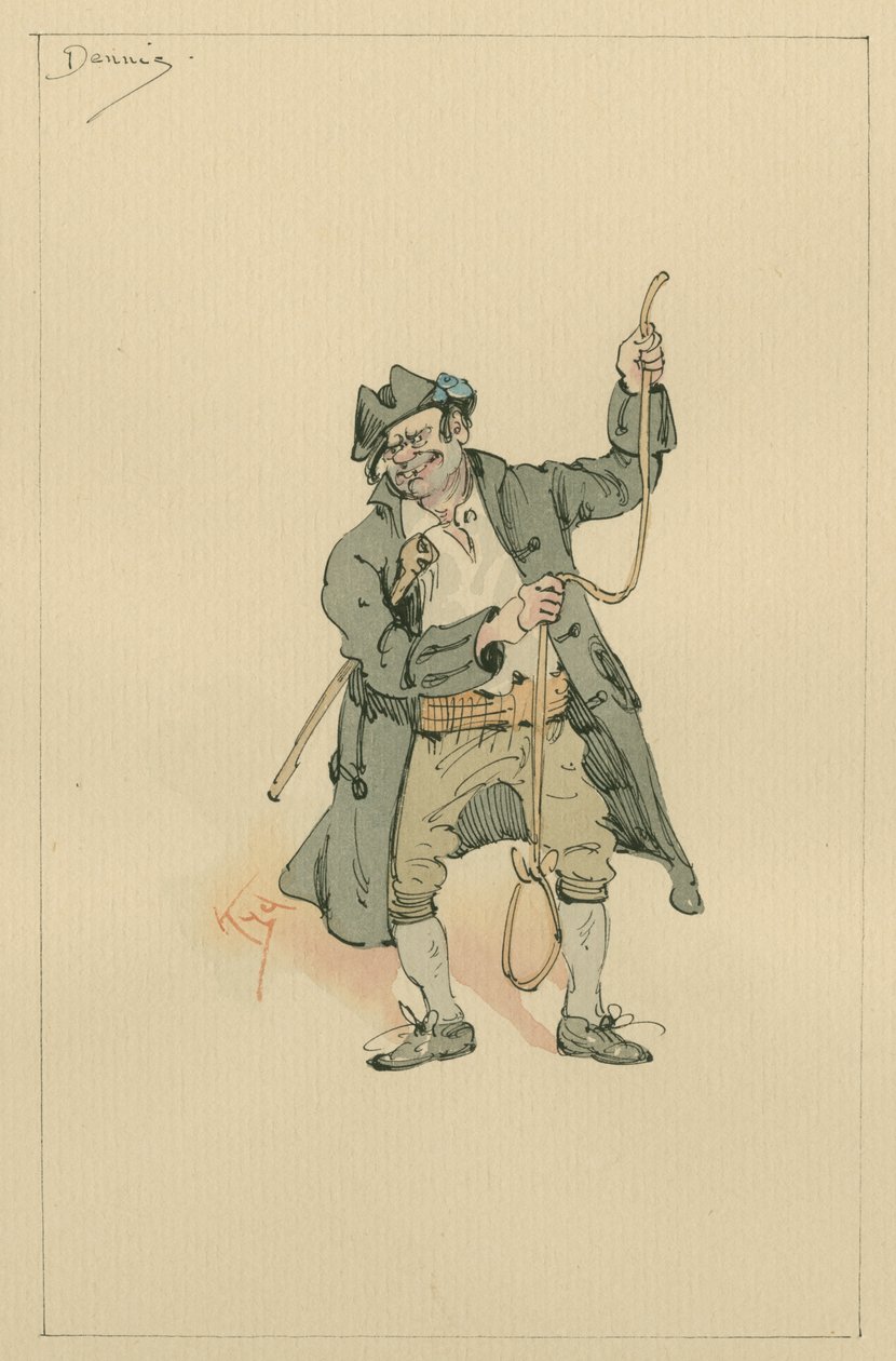Ned Dennis, ca 1920-talet (penna och bläck med wc på papper) av Joseph Clayton Clarke