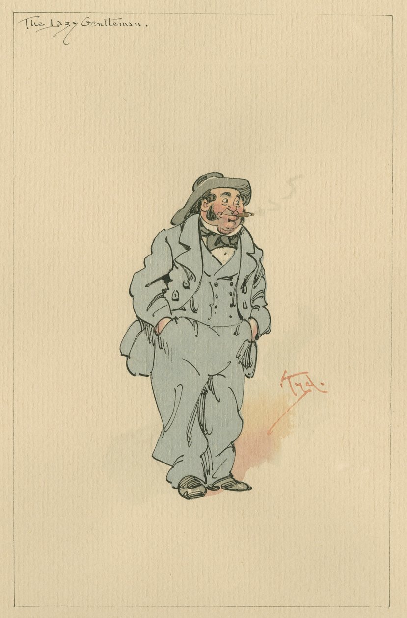 The Lazy Gentleman, ca 1920-talet (penna och bläck med wc på papper) av Joseph Clayton Clarke