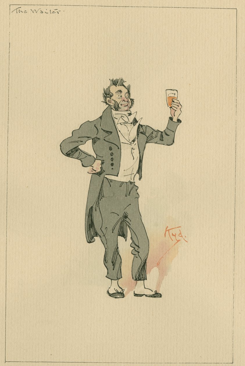 The Waiter, ca 1920-talet (penna och bläck med wc på papper) av Joseph Clayton Clarke