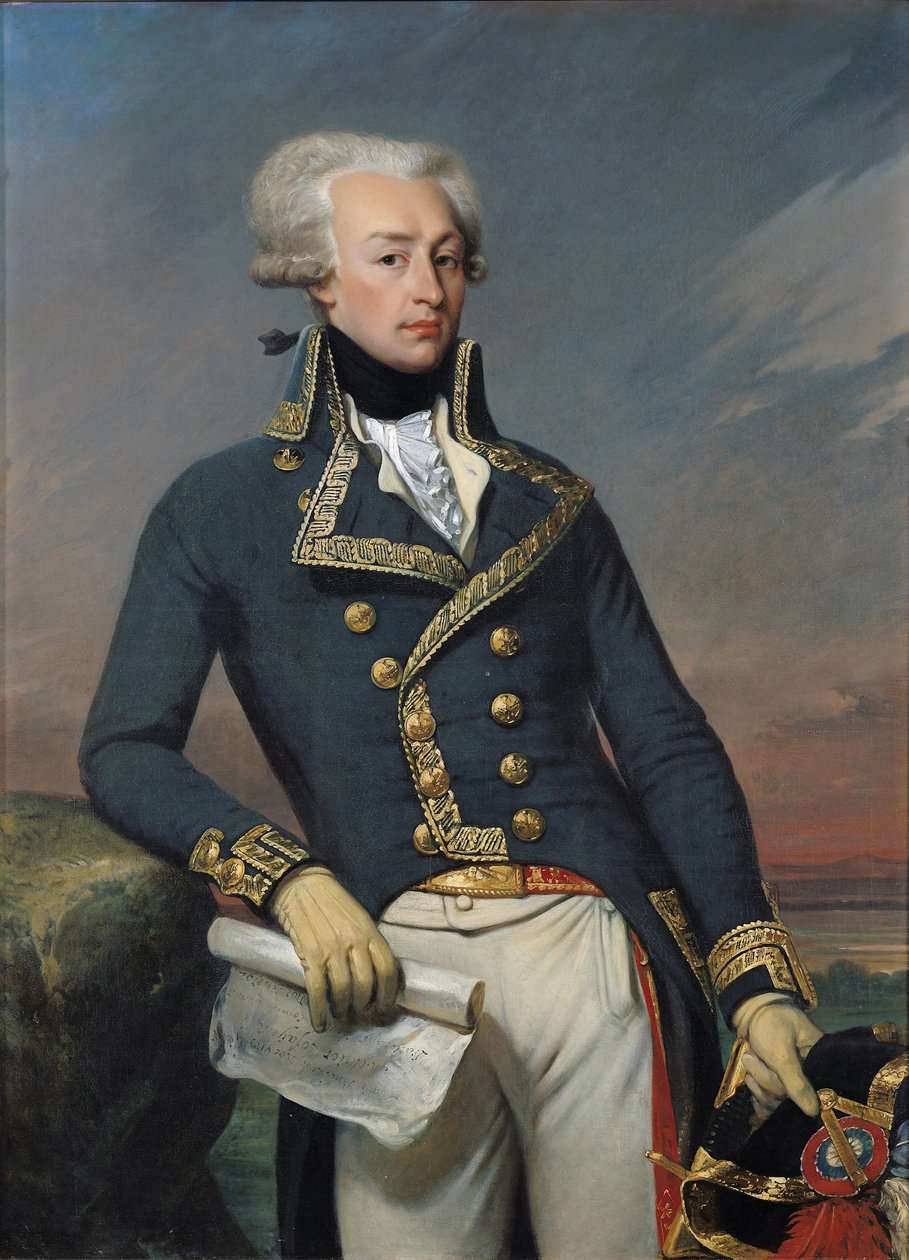 Portræt af Gilbert Motier (1757-1834) Marquis de La Fayette som generalløjtnant, 1791 sverige av Joseph Desire Court