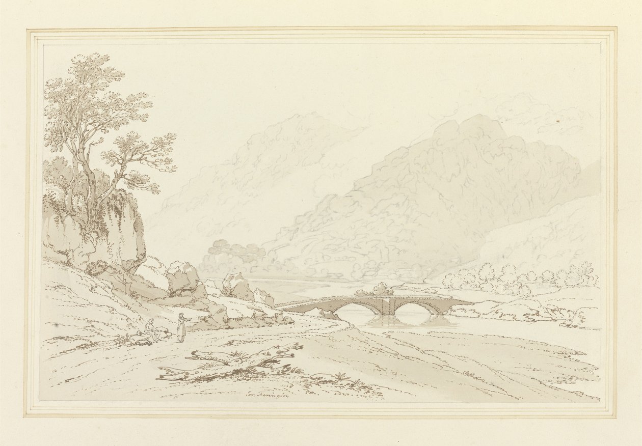 The Grange of Borrodale (penna och bläck med wc över grafit på vävt papper) av Joseph Farington