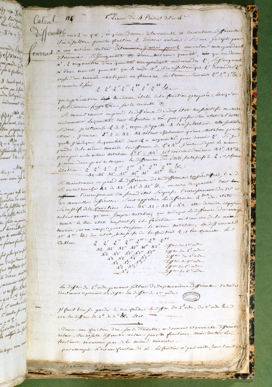 Ms 2044 Sida från Calcul Differentiel et Integral av Joseph Fourier