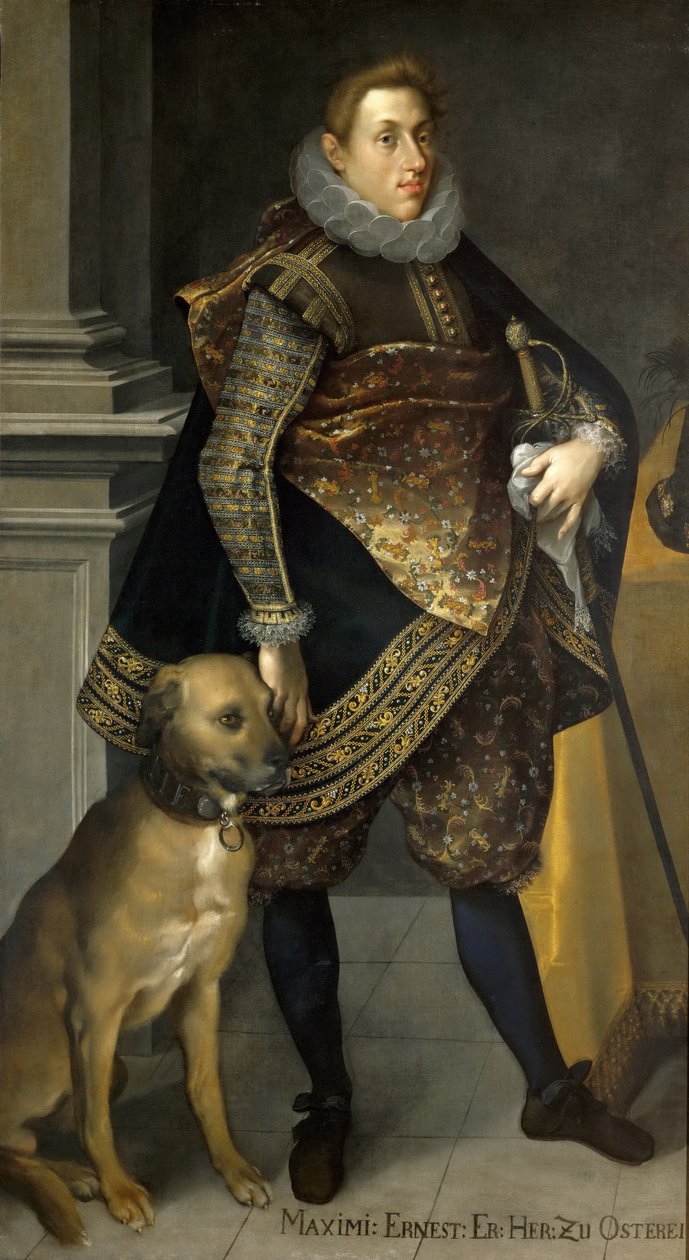 Ärkehertig Maximilian Ernst (1583-1616) med jakthund av Joseph Heintz the Elder