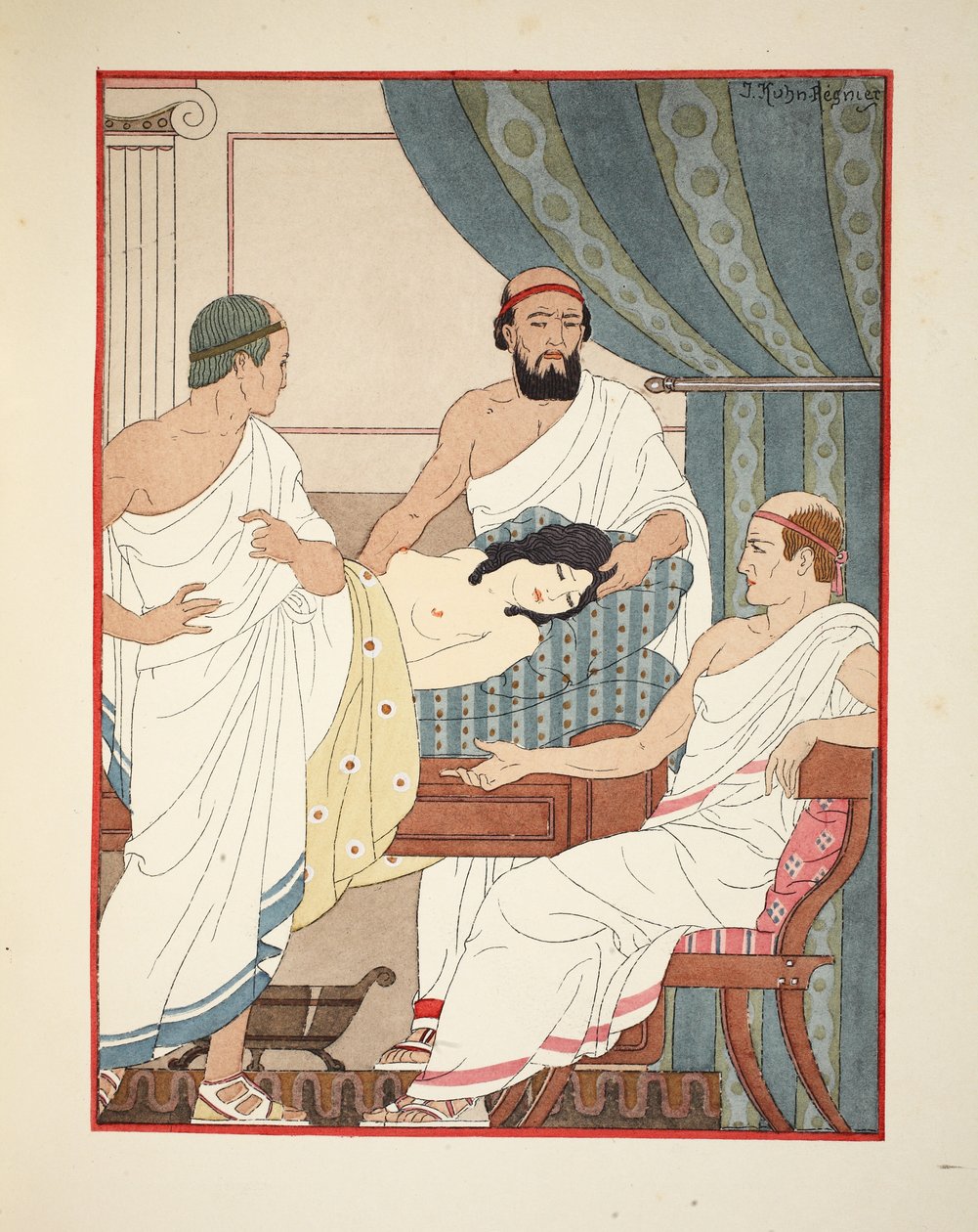 Rådgivning med andra läkare, illustration från "Hippokrates verk", 1934 av Joseph Kuhn Regnier