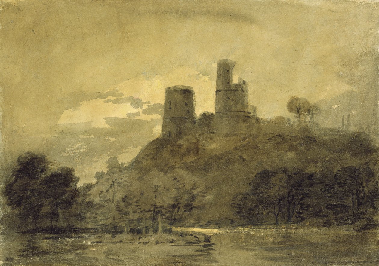 Ett slott vid en flod, månsken av Joseph Mallord William Turner