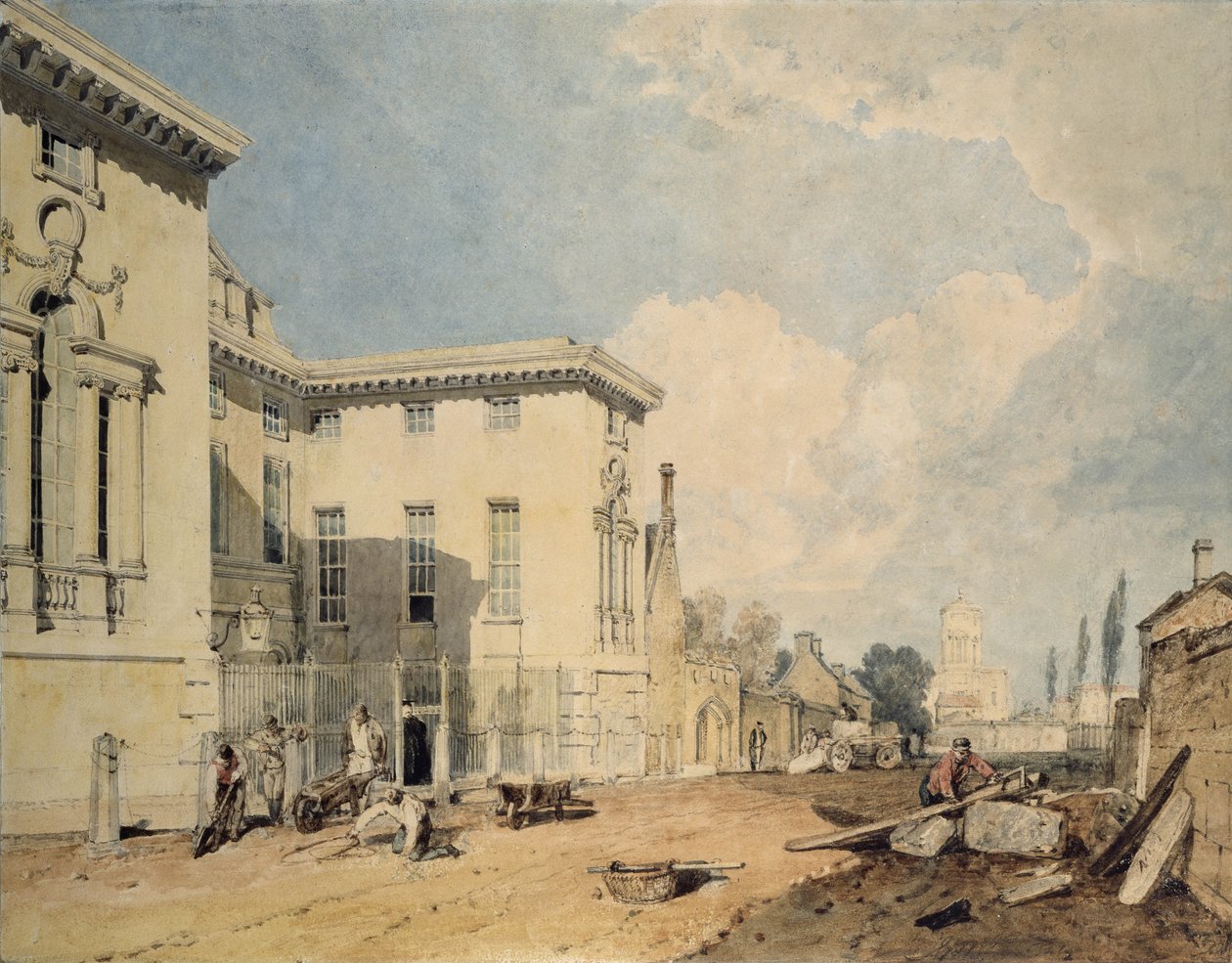 A View of Worcester College, 1803-04 (wc över grafit på benvitt papper) av Joseph Mallord William Turner