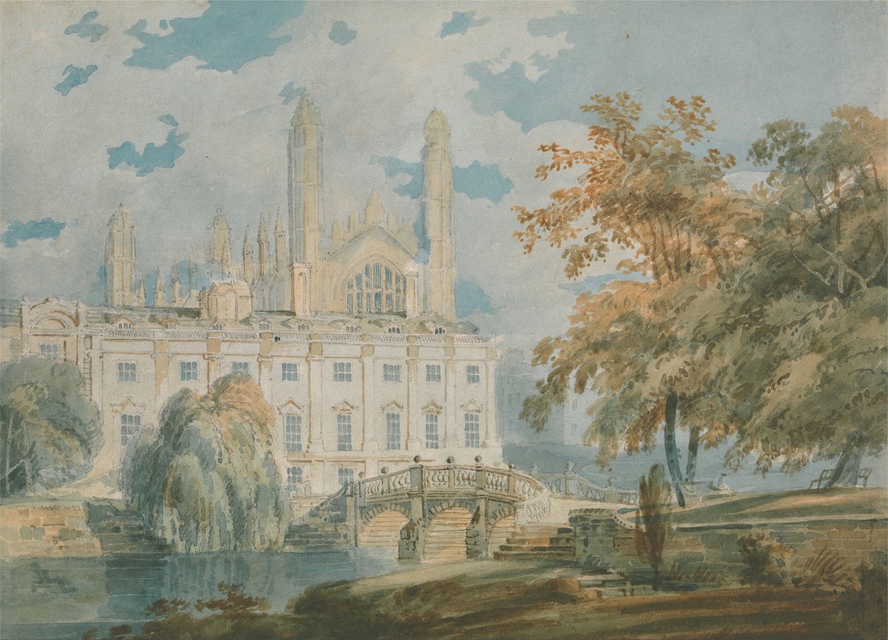 Clare Hall and King’s College Chapel, Cambridge, from the Banks of the River Cam av Joseph Mallord William Turner