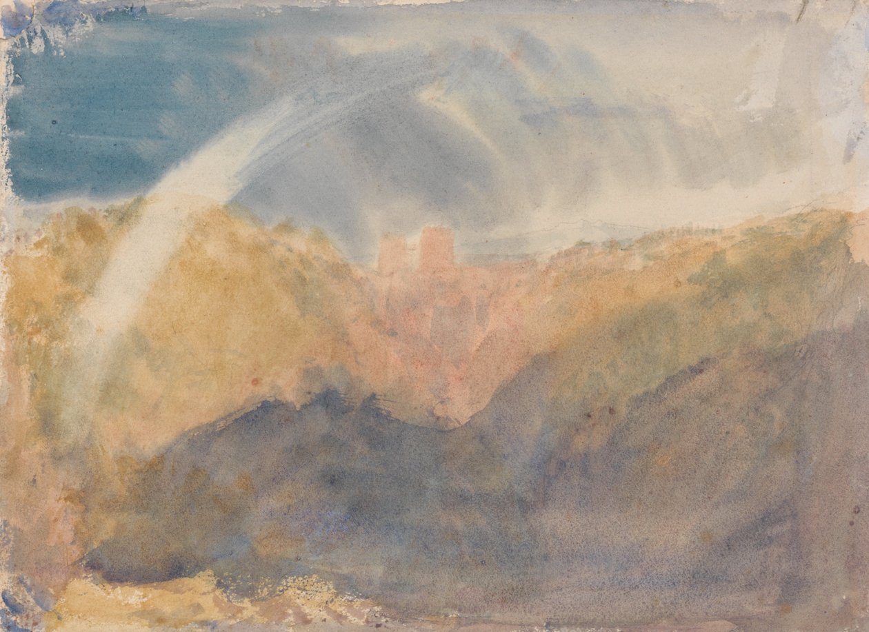 Crichton Castle (bergigt landskap med regnbåge) av Joseph Mallord William Turner