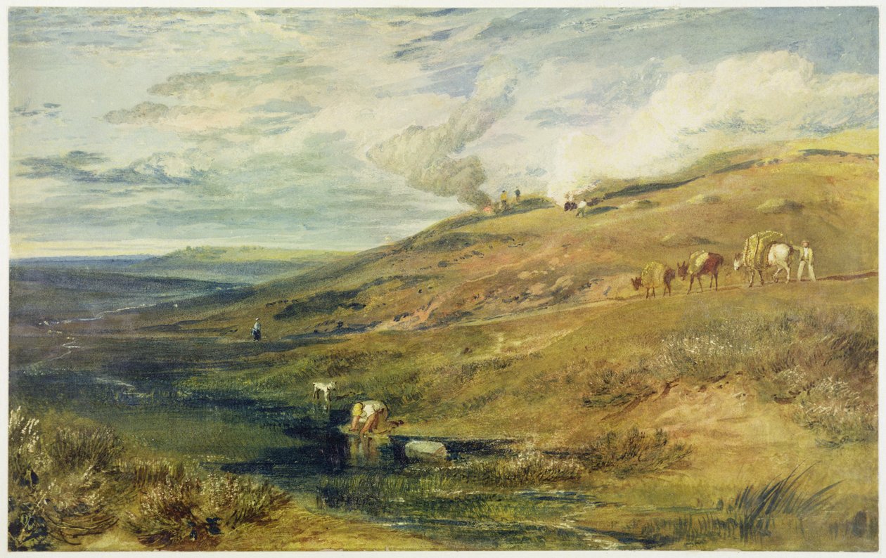 Dartmoor: The Source of the Tamar and the Torridge, c.1813 (wc och kroppsfärg över grafit på papper) av Joseph Mallord William Turner