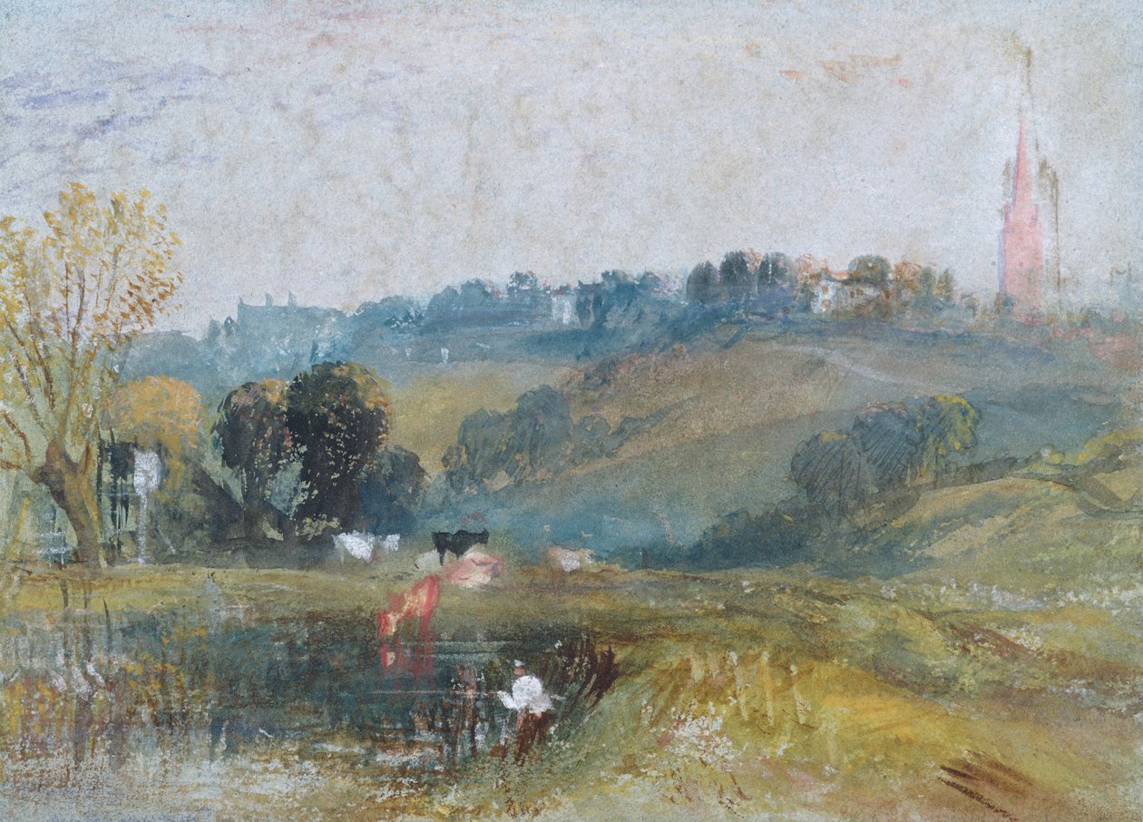 Landskap nära Petworth, ca 1828 (gouache) av Joseph Mallord William Turner