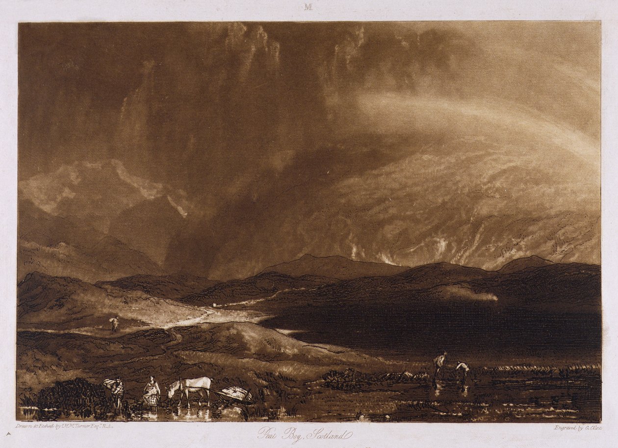 Torvmosse, Skottland, graverad av George Clint (1770-1854) av Joseph Mallord William Turner