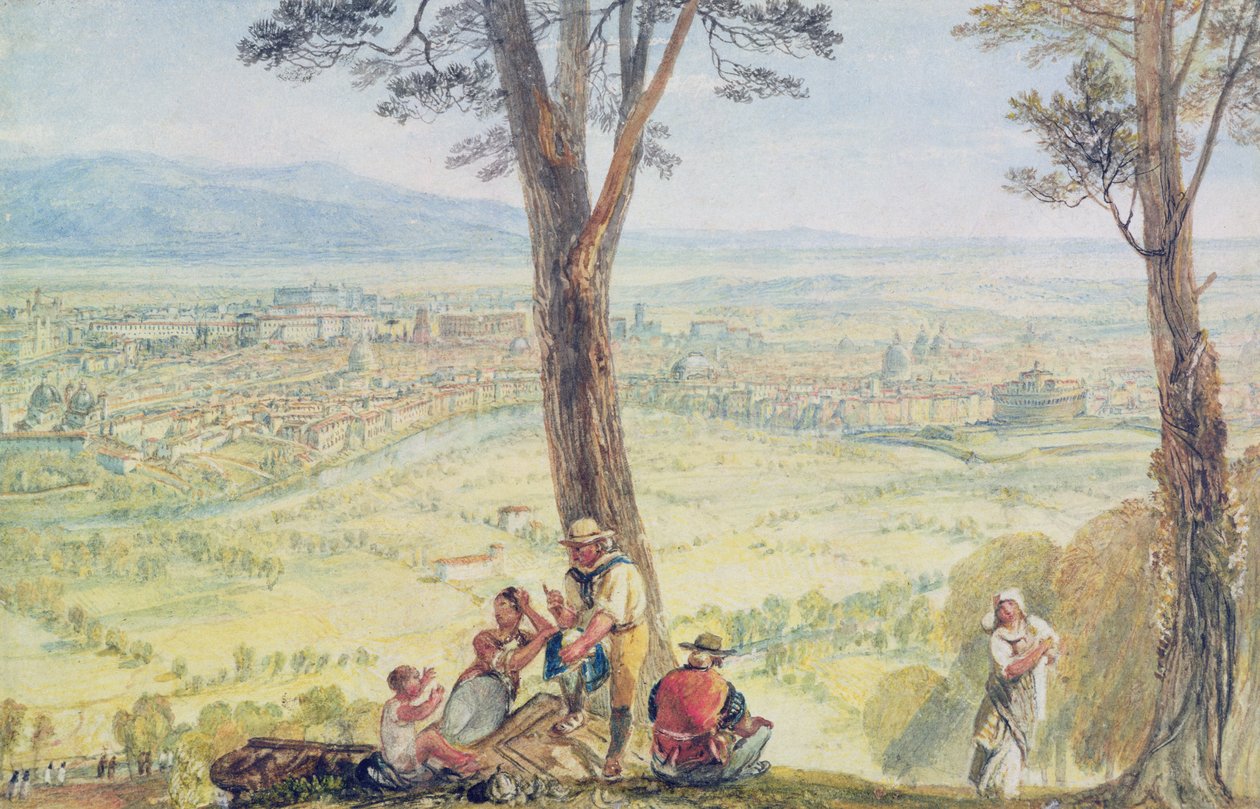 Rom från Monte Mario, ca 1818 (wc över penna på papper) av Joseph Mallord William Turner