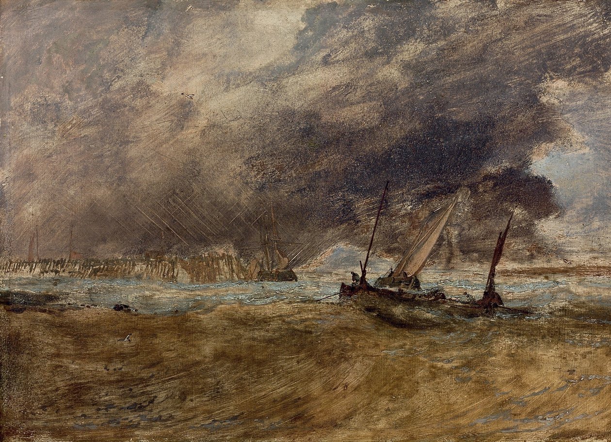 Havsbåt med fiskebåtar av Joseph Mallord William Turner