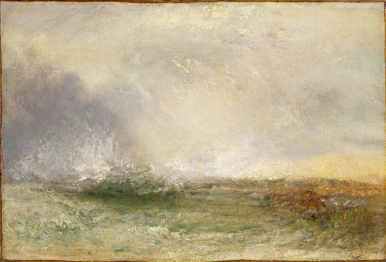 Stormigt hav som bryter mot en strand, 1840-5 av Joseph Mallord William Turner