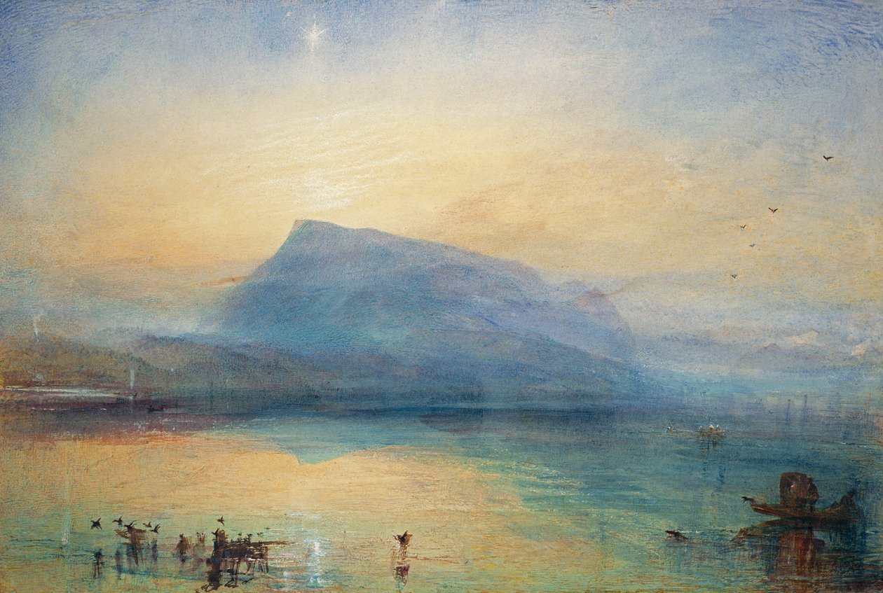 Den blå Rigi: Fyrisjön - soluppgång, 1842 av Joseph Mallord William Turner