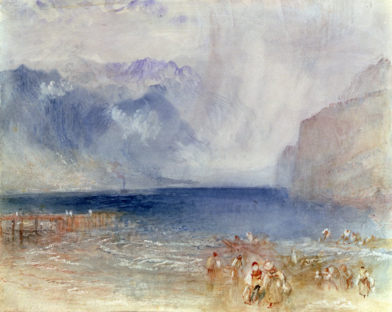 Den första ångbåten på Luzernsjön 1841 av Joseph Mallord William Turner