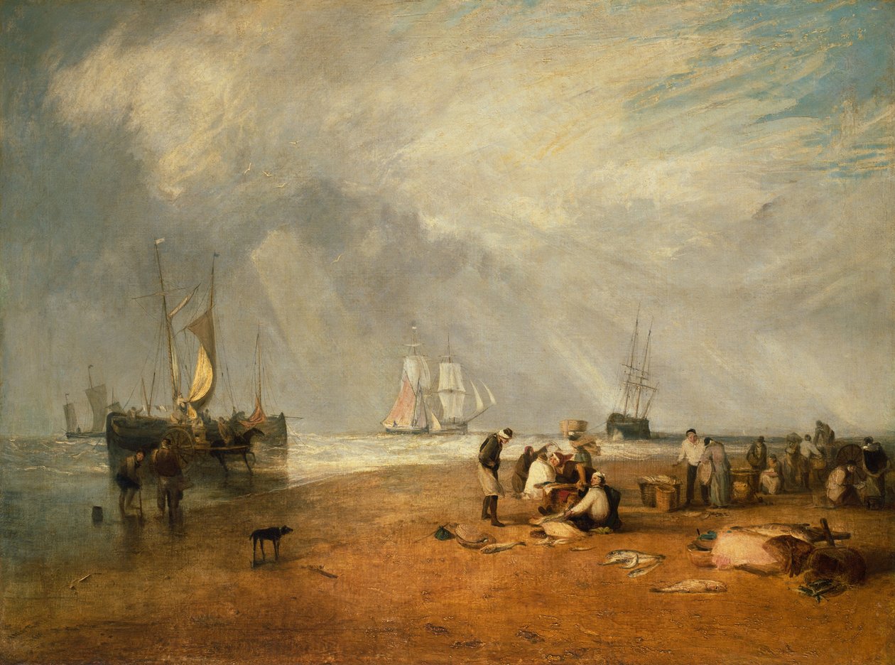 The Fish Market at Hastings Beach av Joseph Mallord William Turner