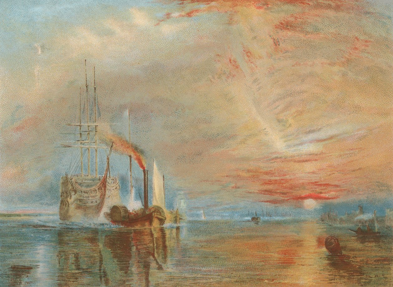 The Old Temeraire drog till sin sista koj (chromolitho) av Joseph Mallord William Turner