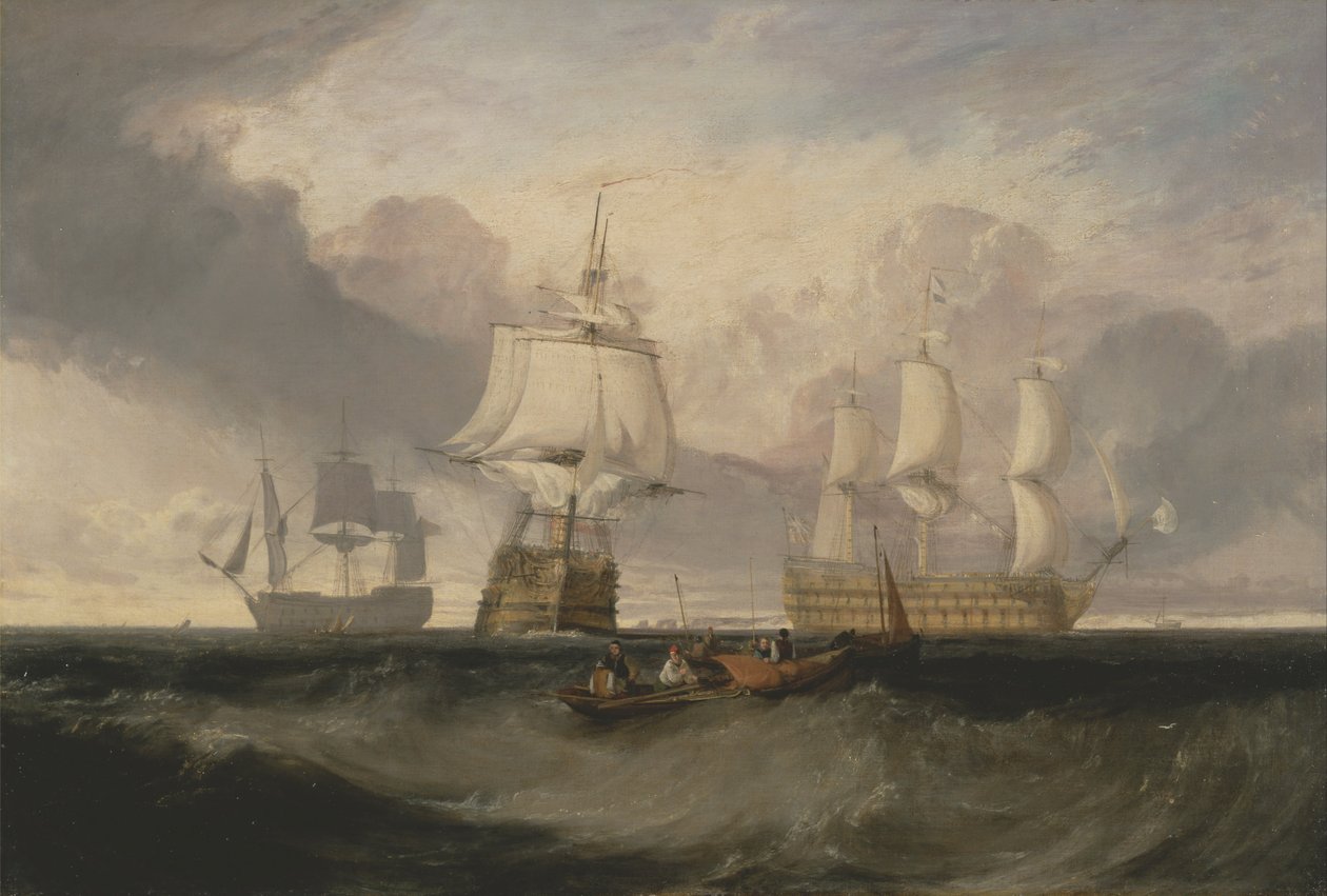 The Victory Returning from Trafalgar, in Three Positions av Joseph Mallord William Turner