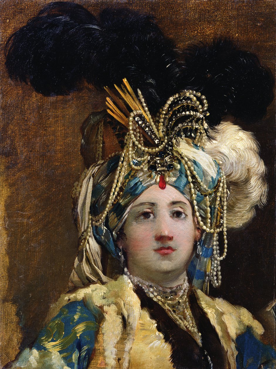 A Sultana, 1748 (olja på papper) av Joseph Marie, the Elder Vien