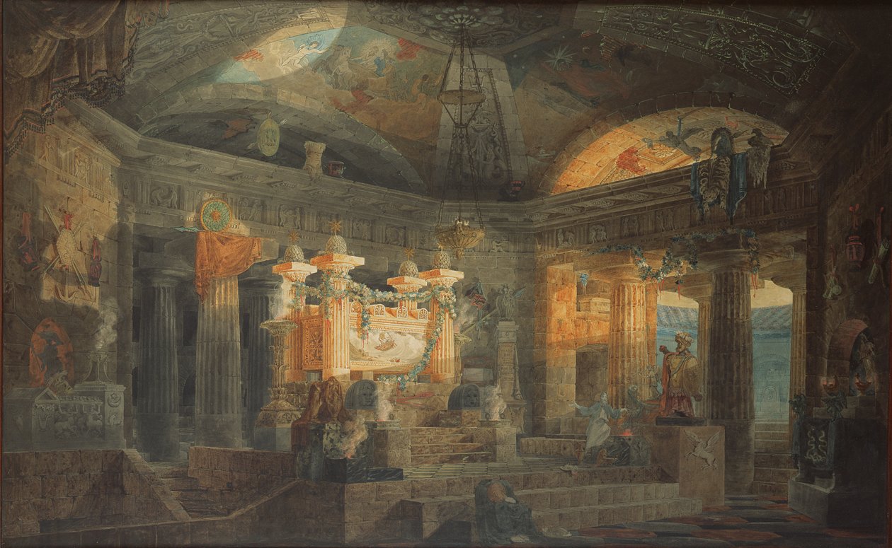 Design for a Cenotaph, 1804 (penna, bläck och bläck på papper) av Joseph Michael Gandy