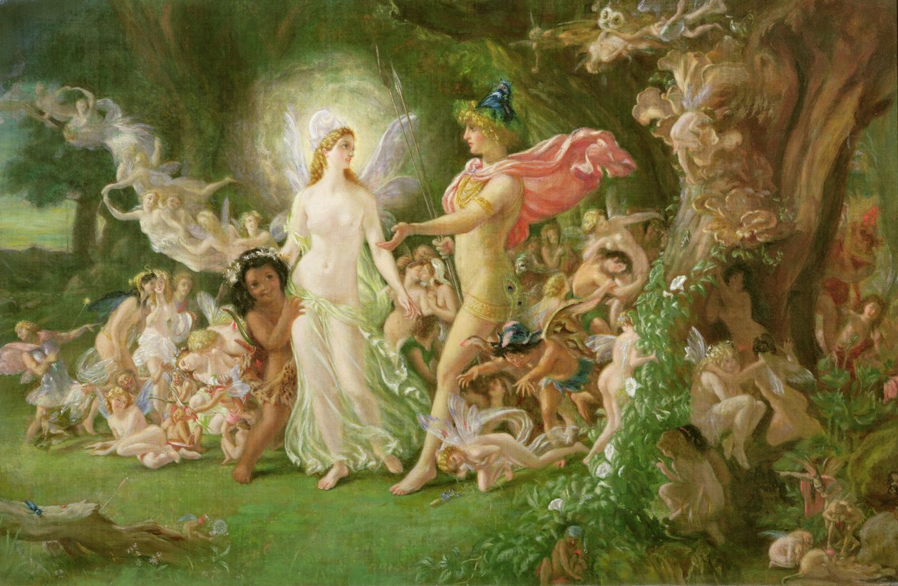 Studie för The Quarrel of Oberon and Titania av Joseph Noel Paton