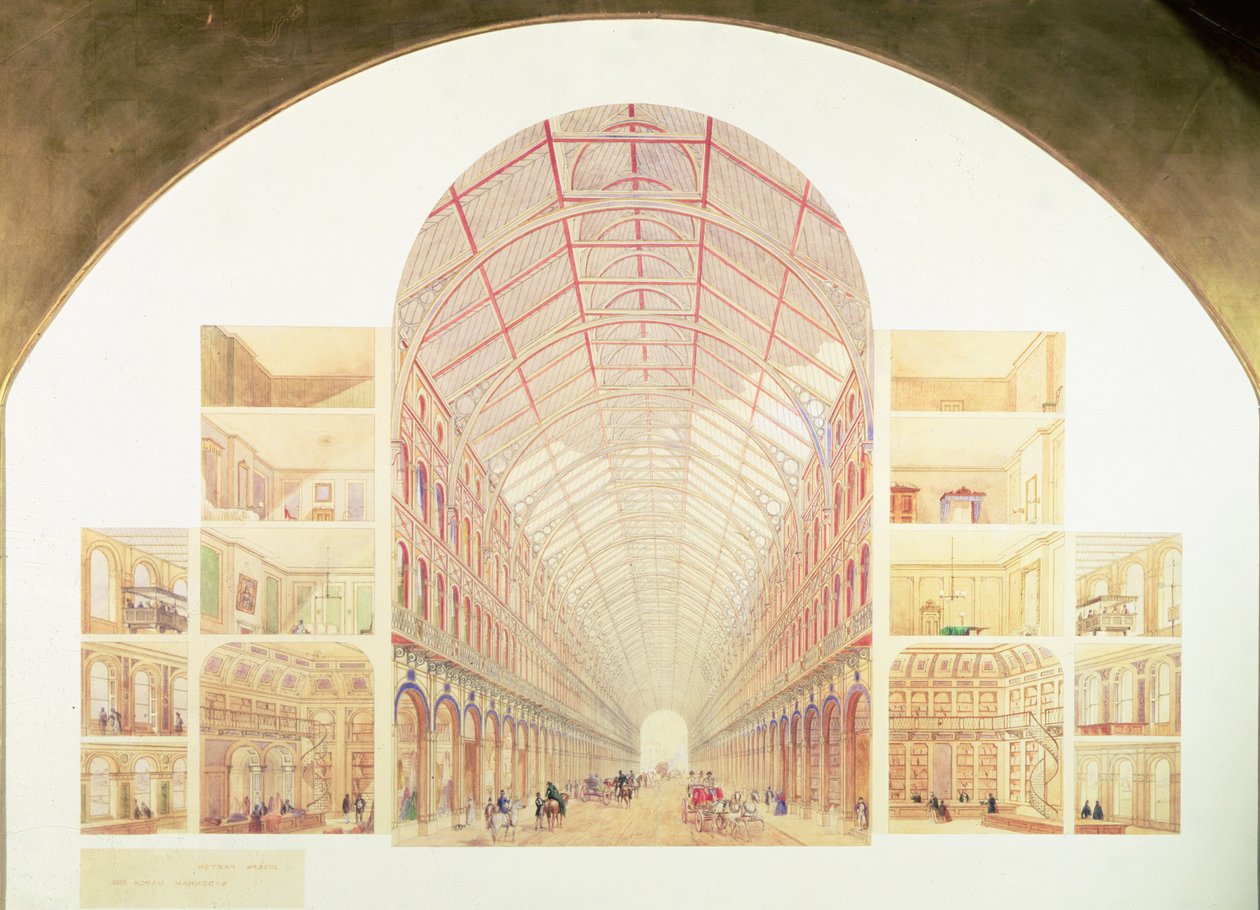 Sektionsperspektiv av den föreslagna Great Victorian Way, c.1854 av Joseph Paxton