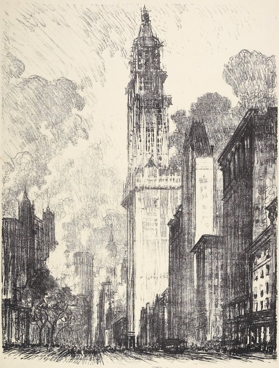 Woolworth Building, 1912 av Joseph Pennell