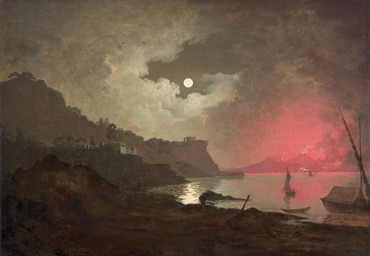 En vy över Vesuvius från Posillipo, Neapel av Joseph Wright of Derby
