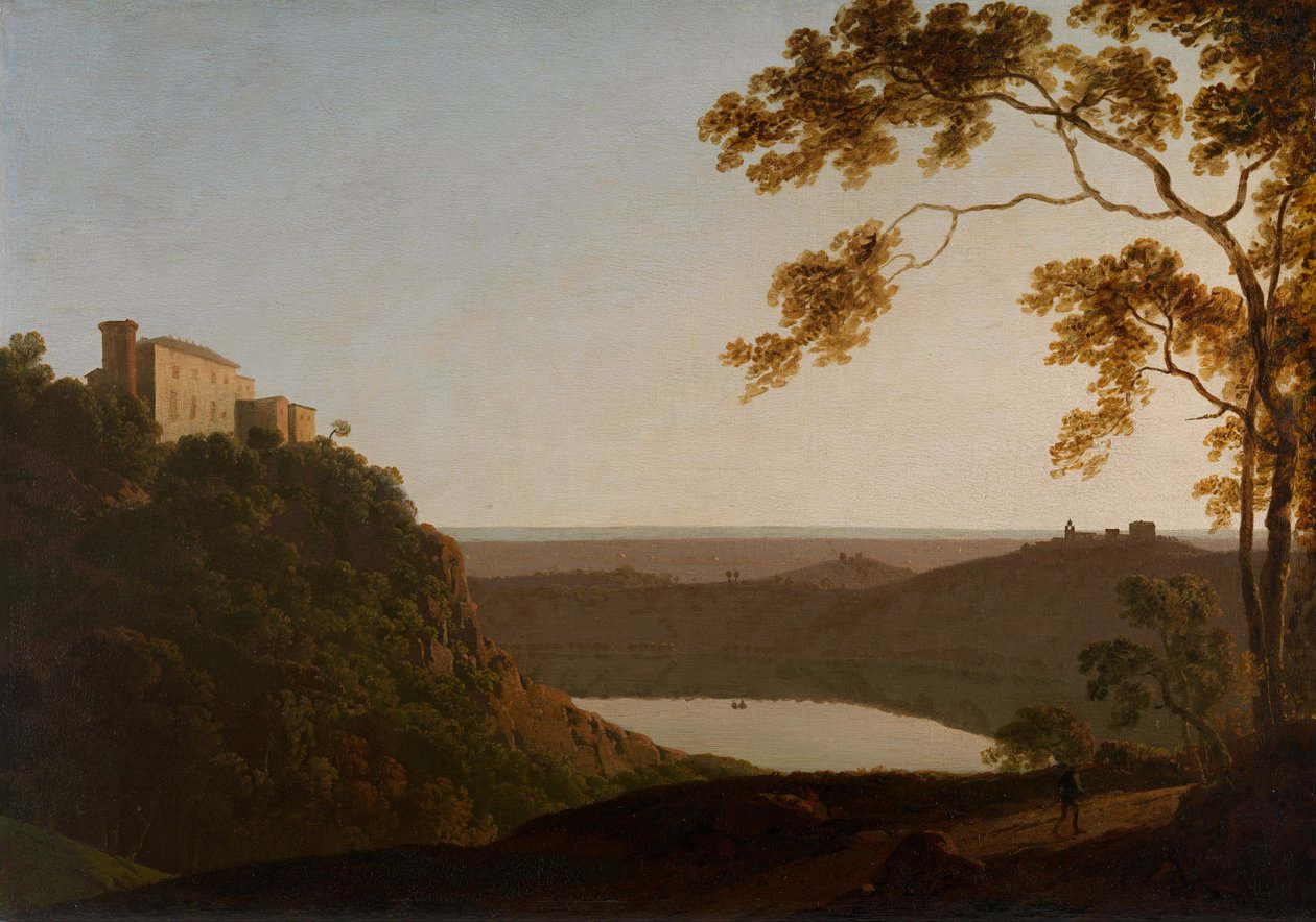 Sjön Nemi, solnedgång av Joseph Wright of Derby