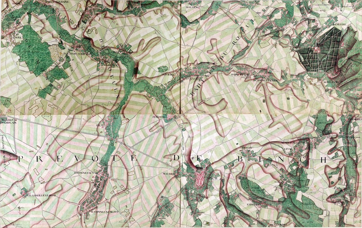 Map of Binch - Binche, Belgium av Joseph de Ferraris