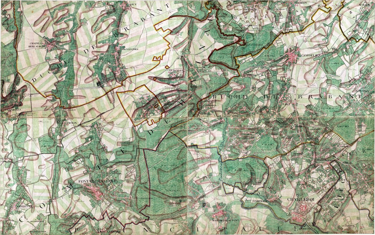 Map of Charleroi, Belgium av Joseph de Ferraris