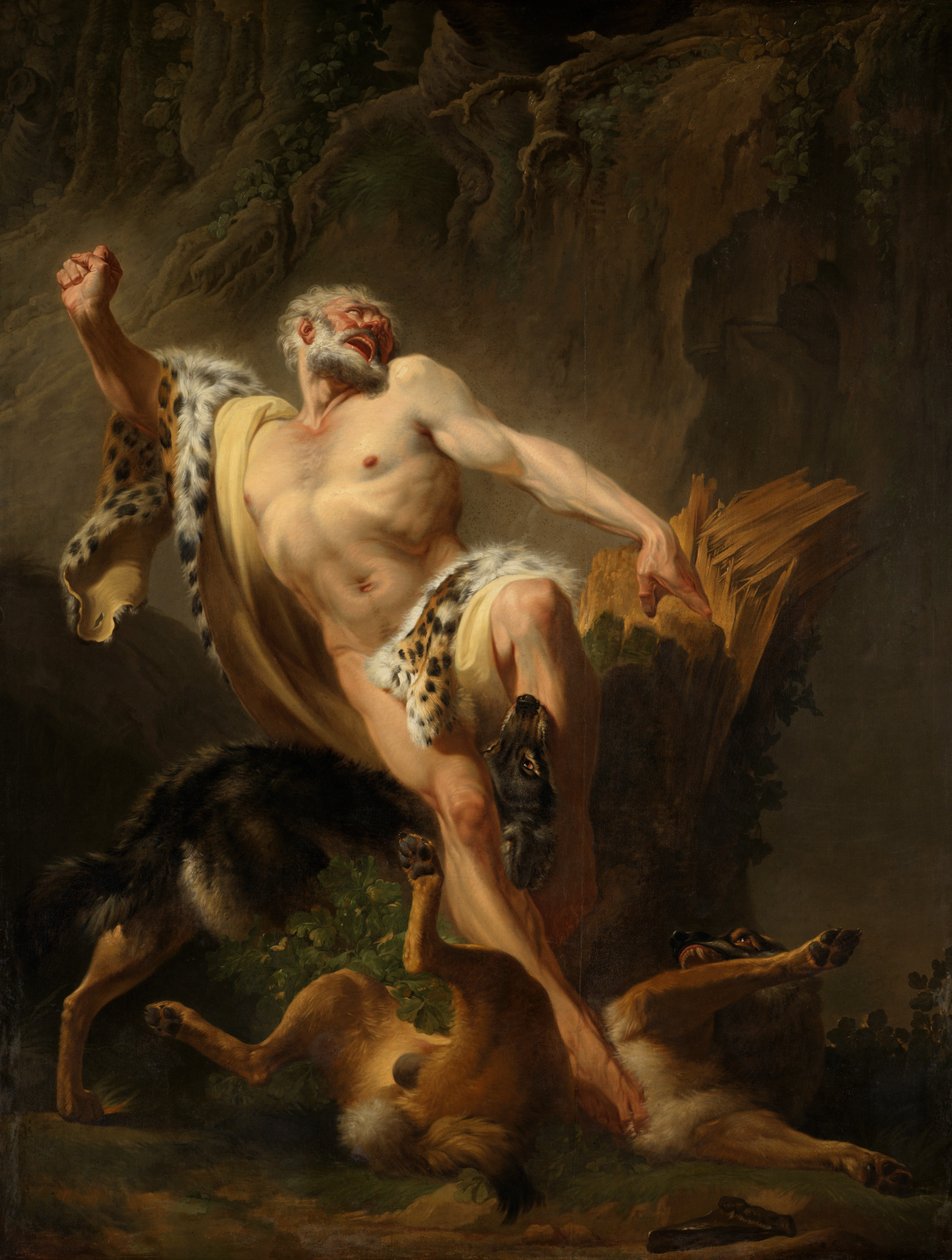Milo av Croton (olja på duk) av Joseph Benoît Suvée