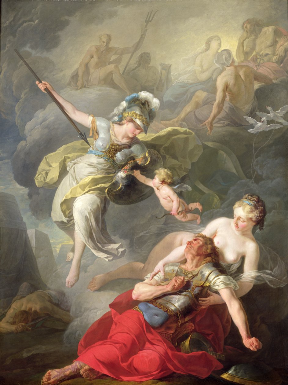 Slaget mellan Minerva och Mars, 1771 av Joseph Benoît Suvée