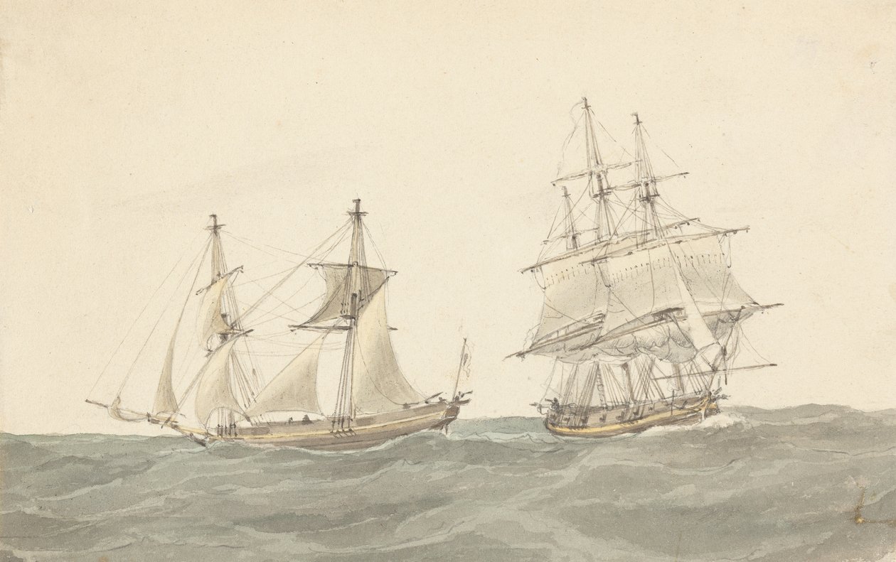 Barquentine och Fregate in Heavy Seas av Joseph Cartwright