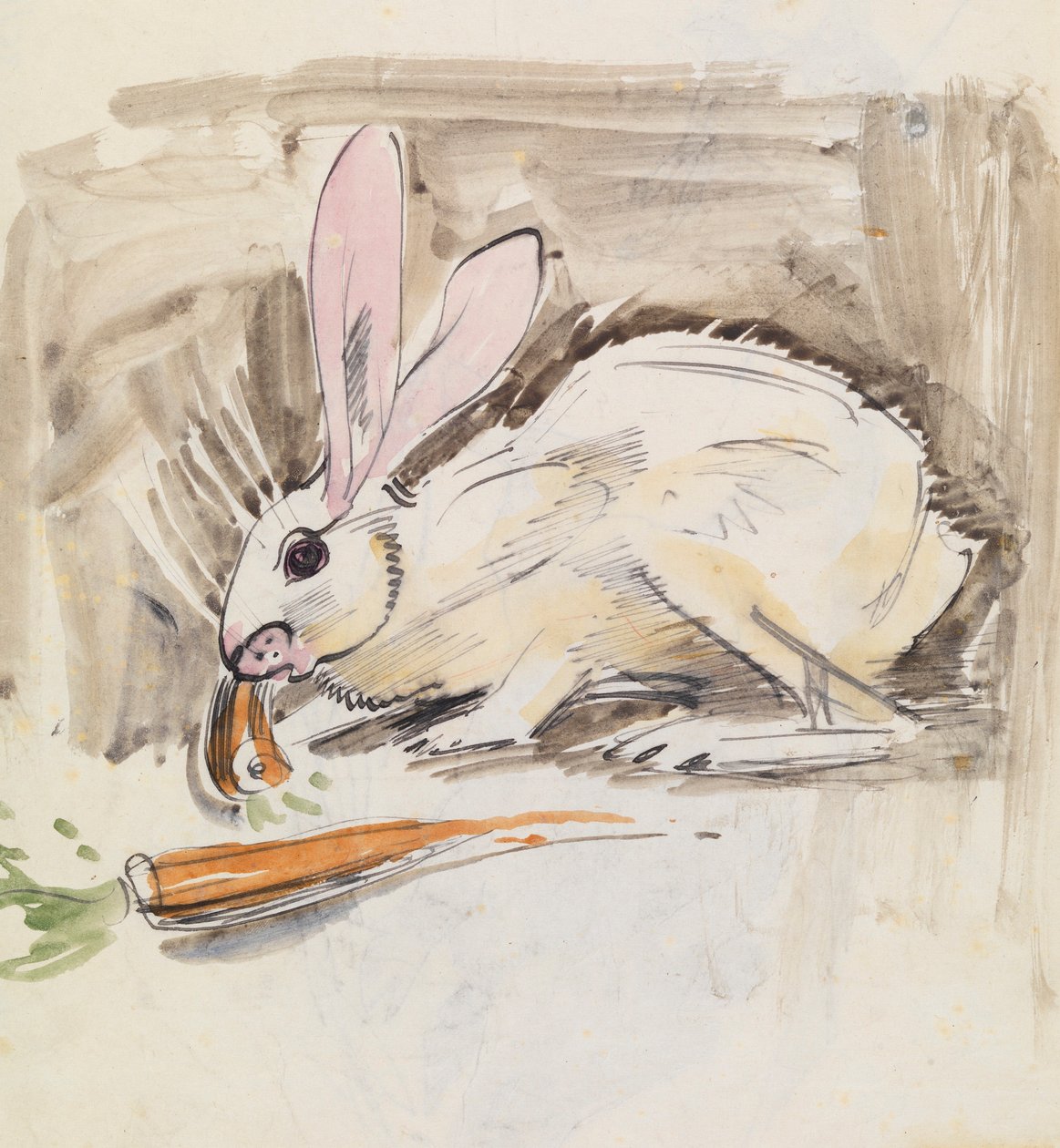 Kanin (penna & tvätt på papper) av Joseph Crawhall