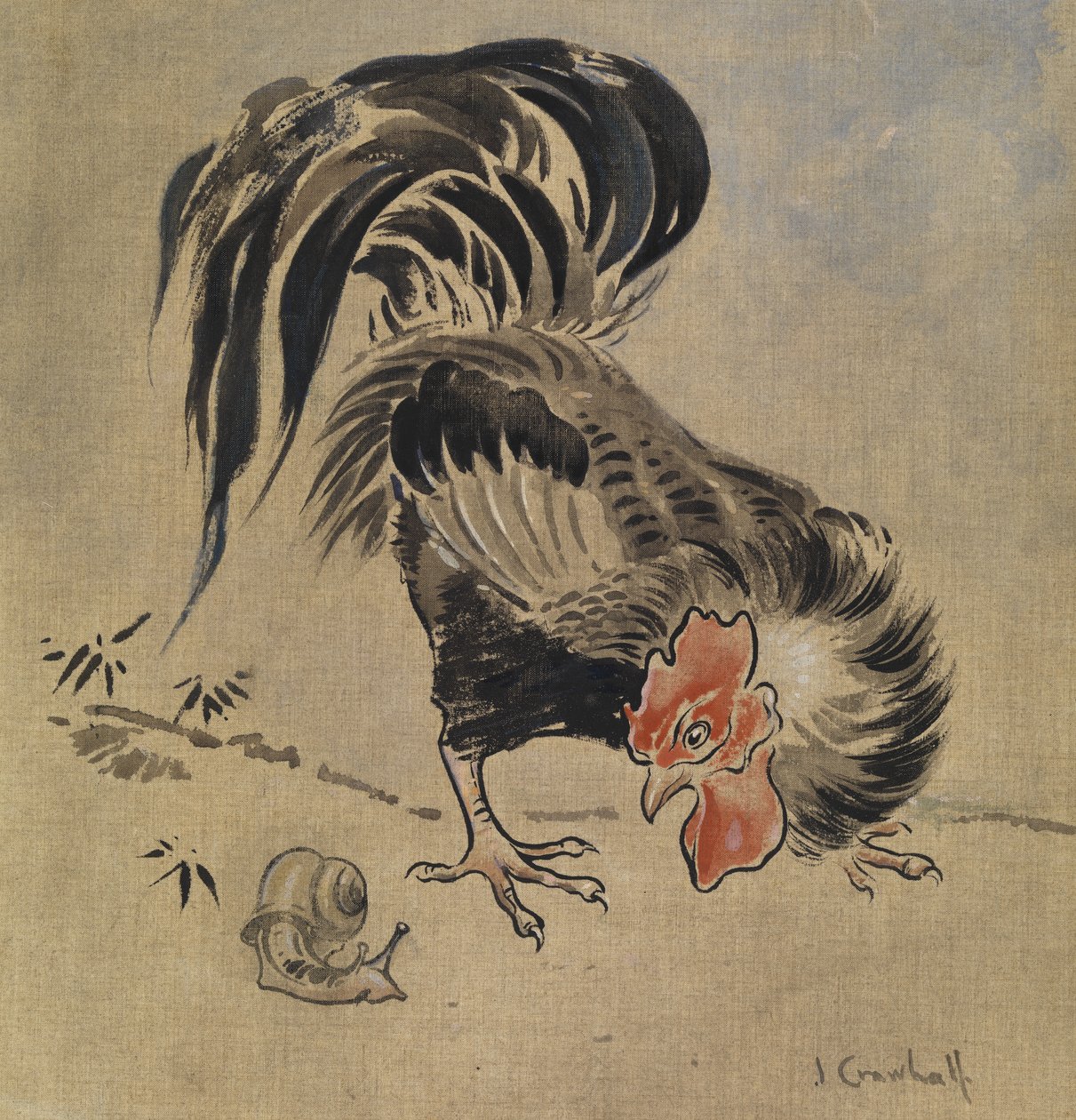 Spansk kuk och snigel (gouache på linne) av Joseph Crawhall