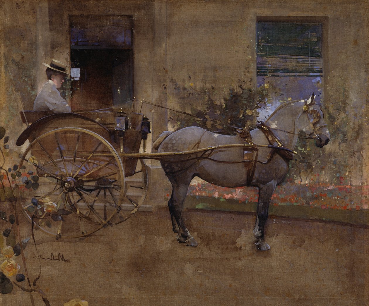 The Governess Cart (gouache på linne) av Joseph Crawhall