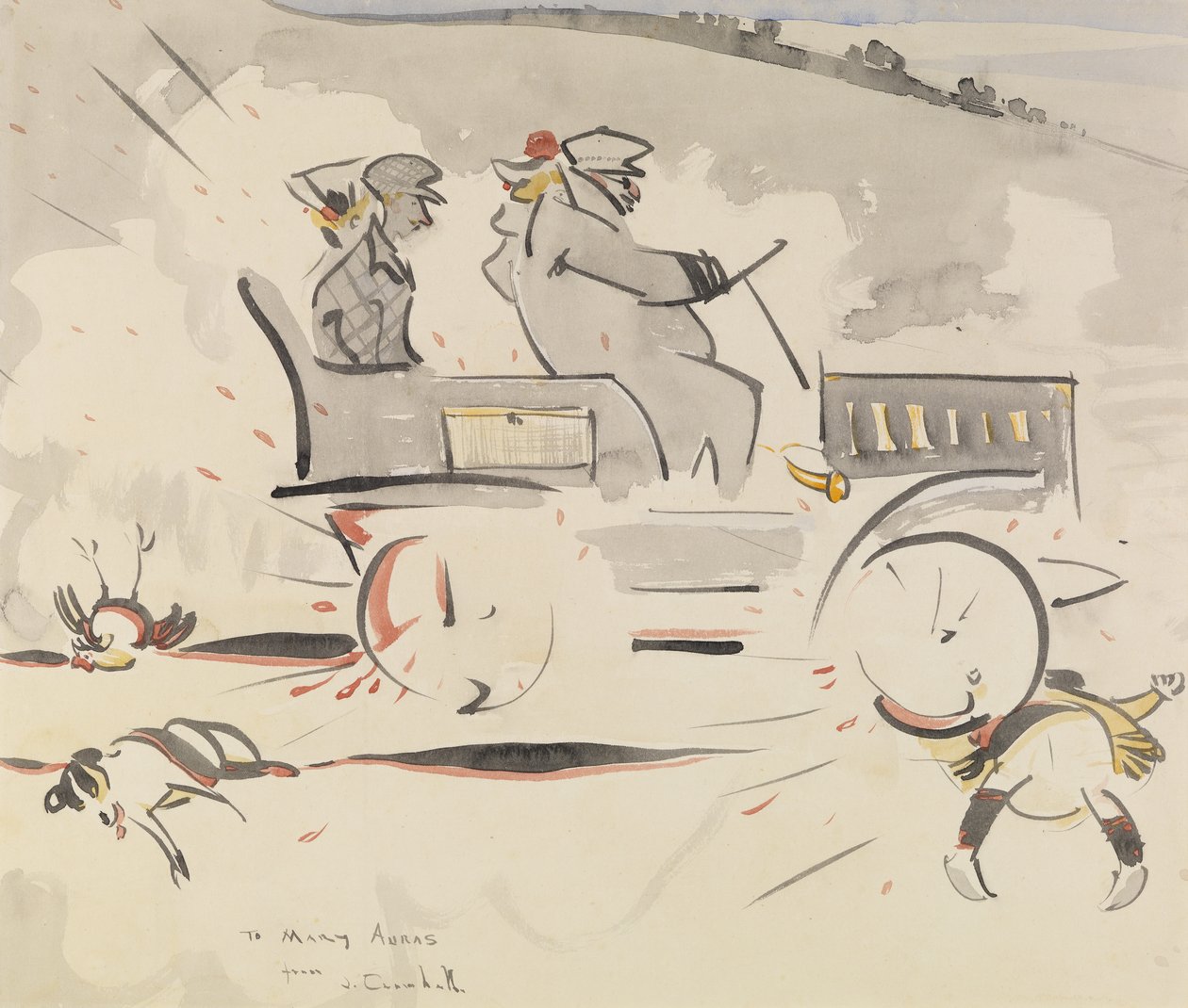 The Road Hog (tvätt på papper) av Joseph Crawhall