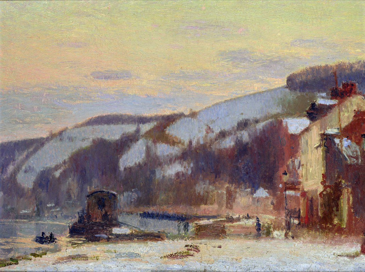 Hillside på Croisset under snö av Joseph Delattre
