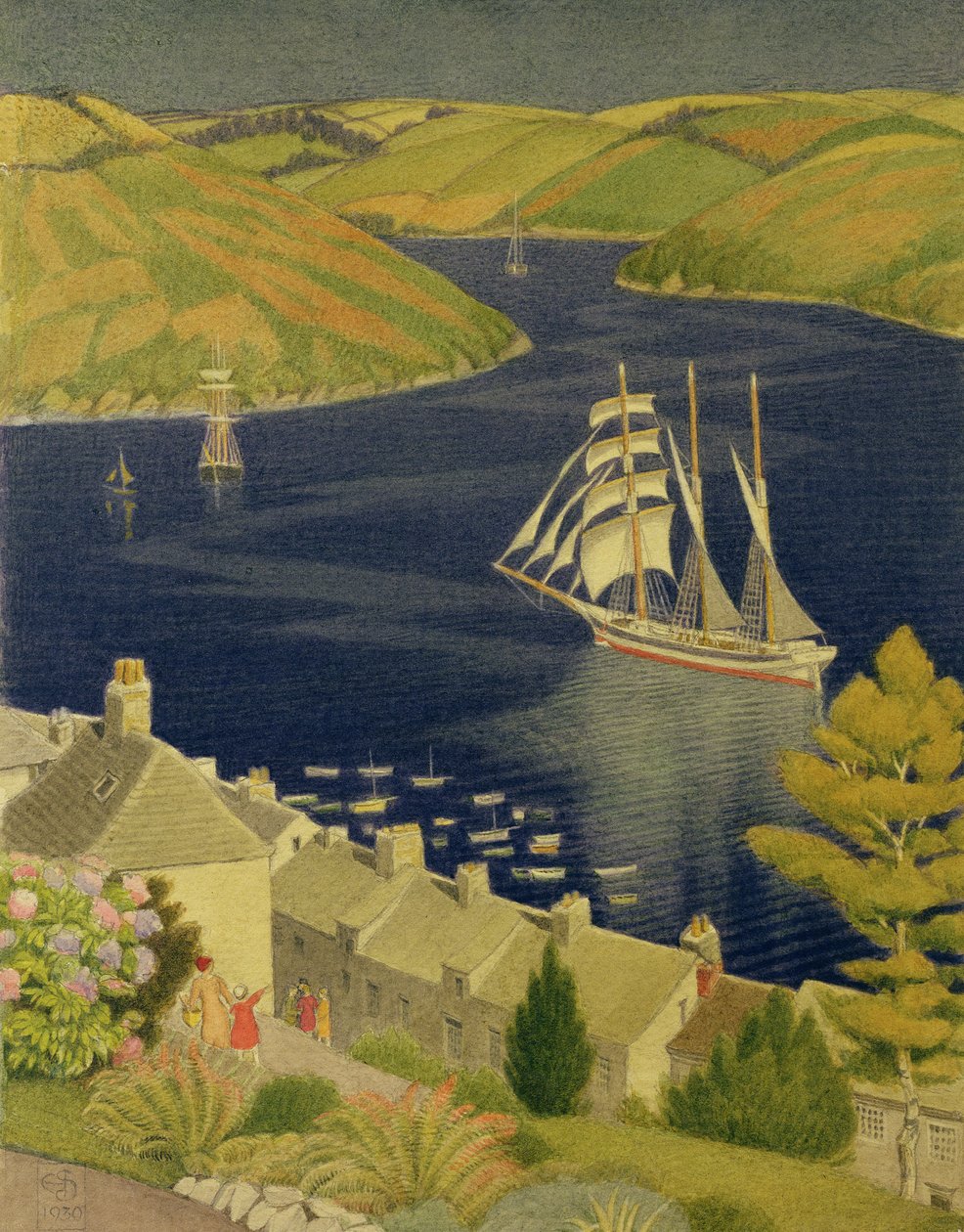Cornwalls hamn, 1930 av Joseph Edward Southall