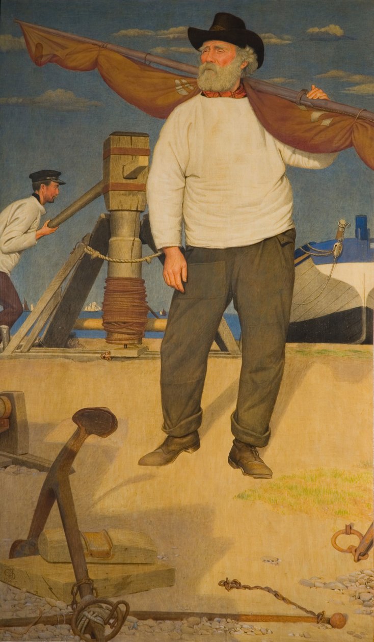 Fiskare som bär segel, 1907. av Joseph Edward Southall