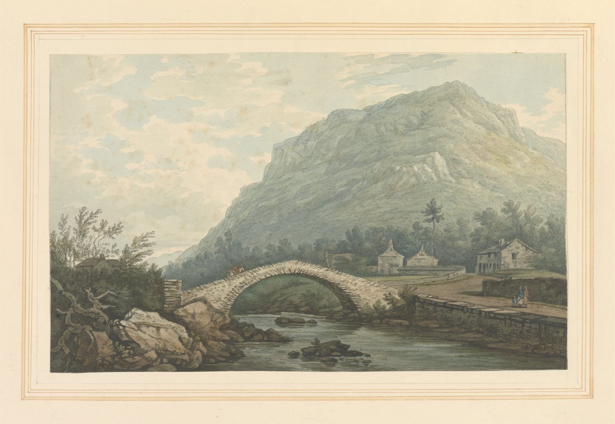 Utsikt över bron och byn Rydal av Joseph Farington