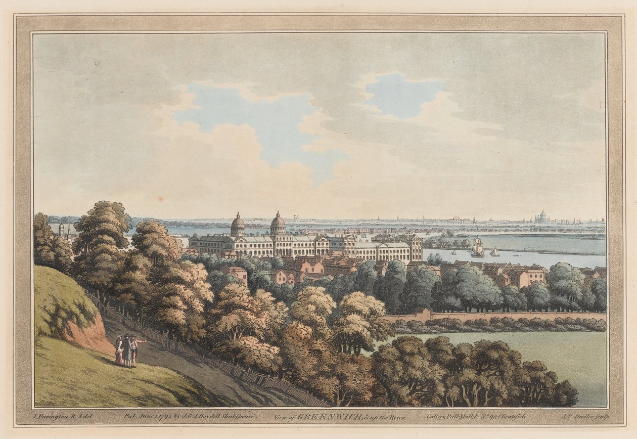 Utsikt över Greenwich och uppför floden av Joseph Farington