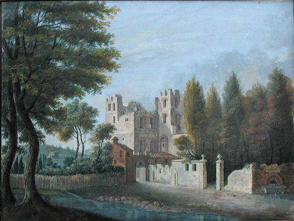 Italienskt landskap, ca 1820 (gouache på papper) av Joseph Francois Baudelaire