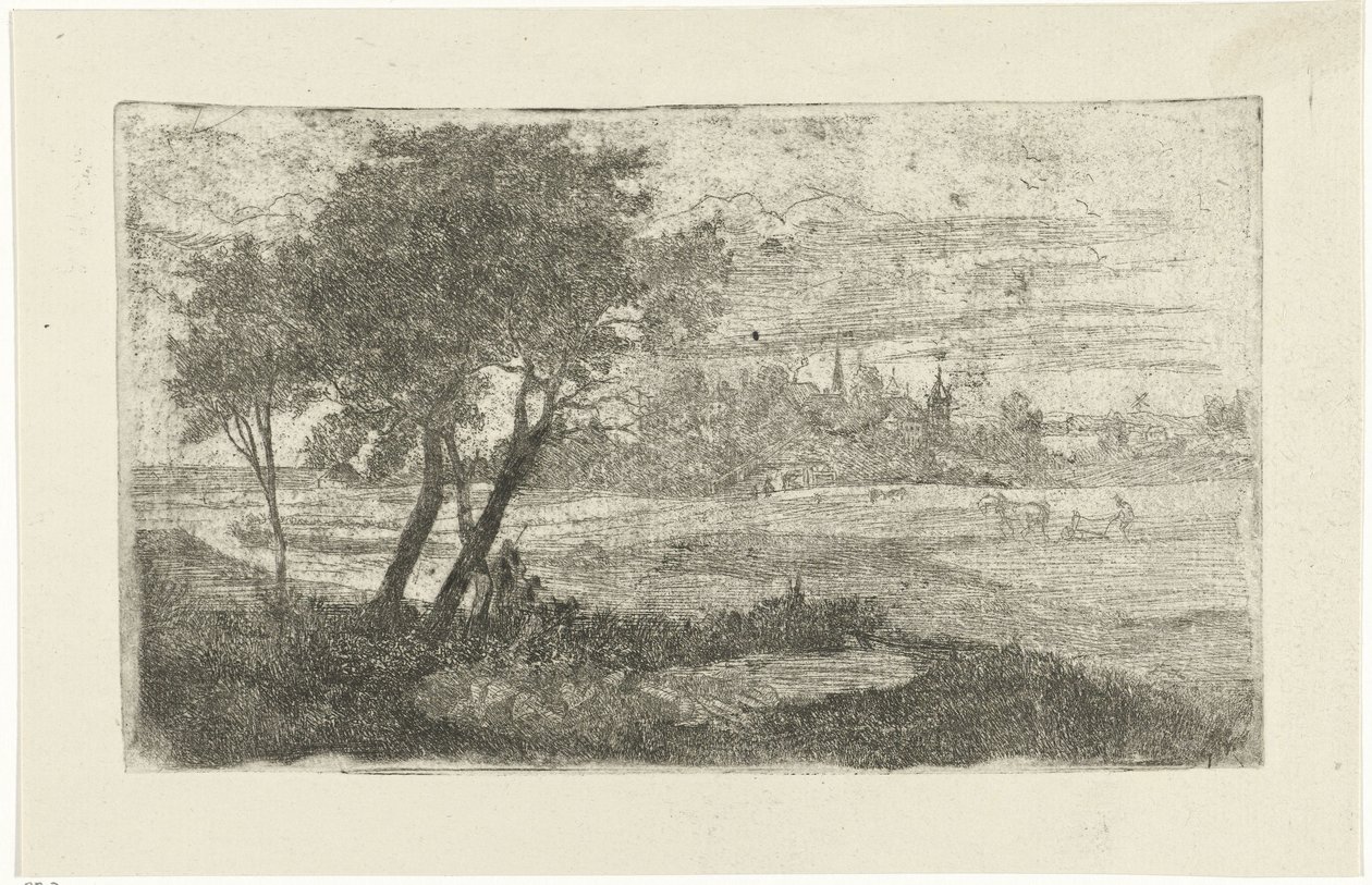 Landskap med en plogman av Joseph Hartogensis