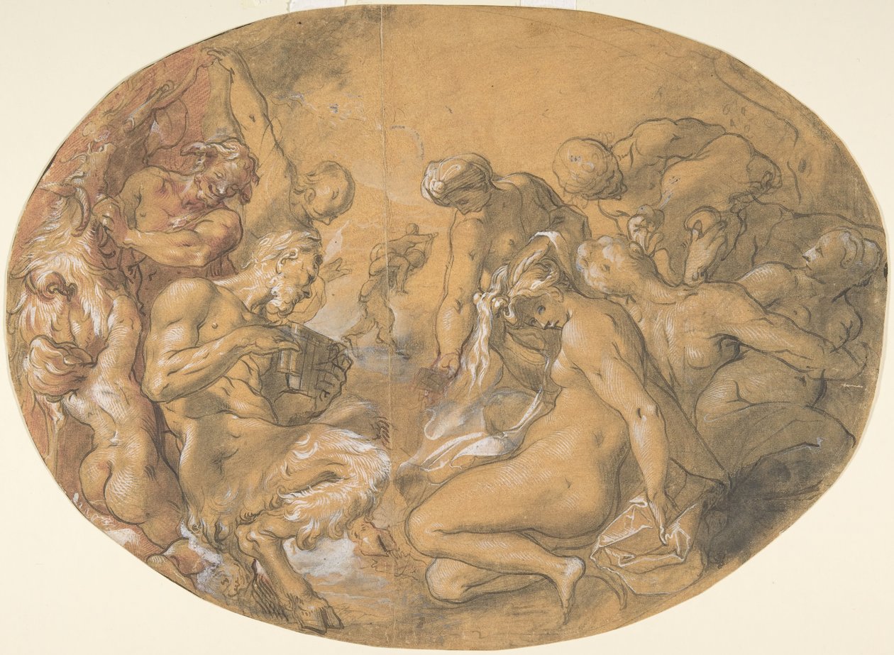 Satyrer och nymfer, ca. 1599. av Joseph Heintz the Elder