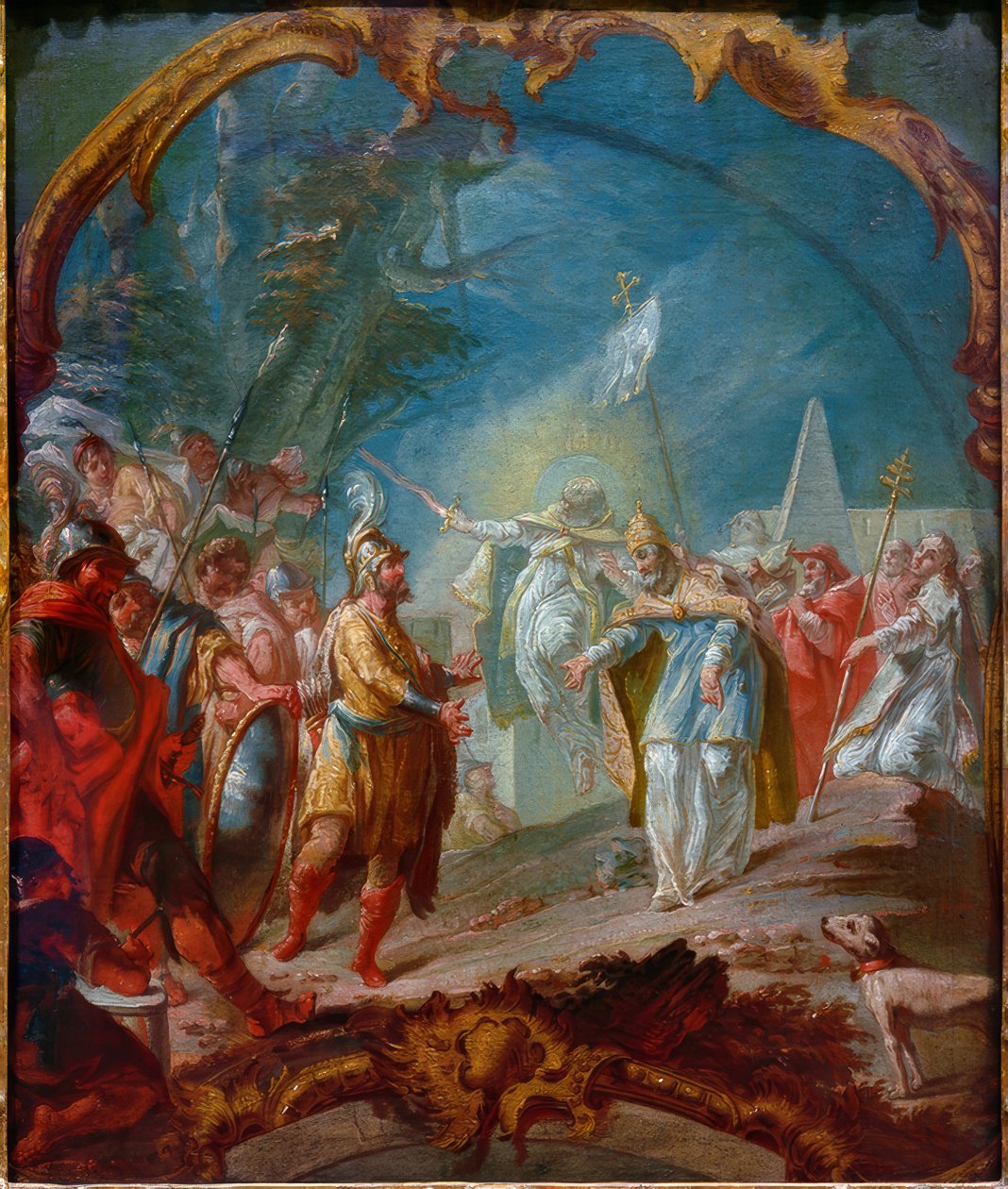 Attila före påven Leo I. av Joseph Ignaz Appiani